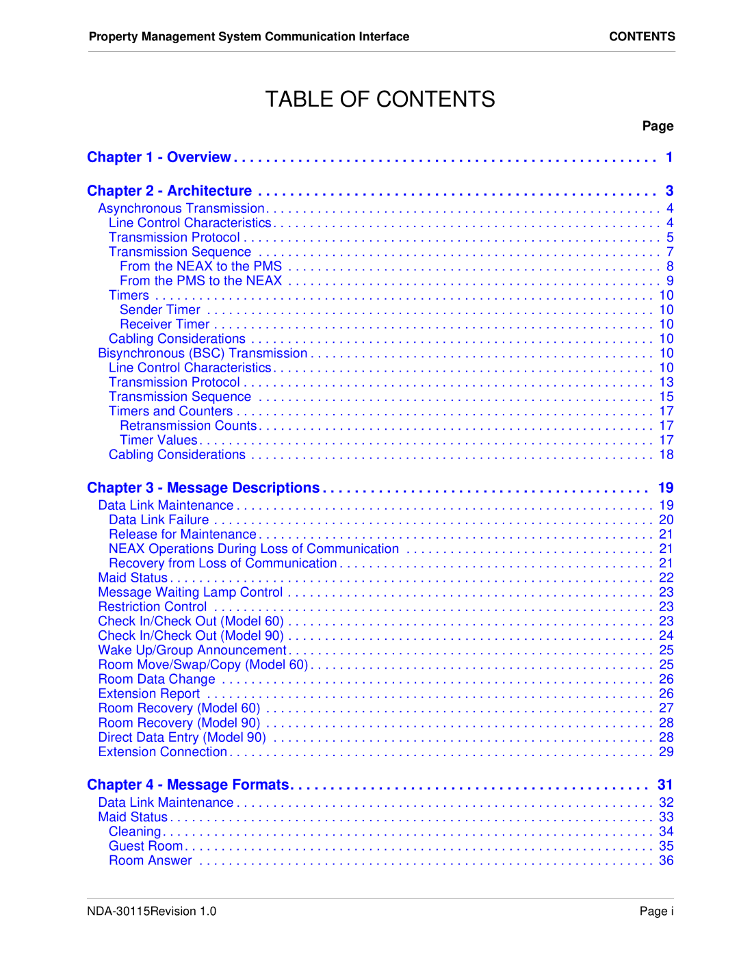 NEC NDA-30115-001 manual Table of Contents 