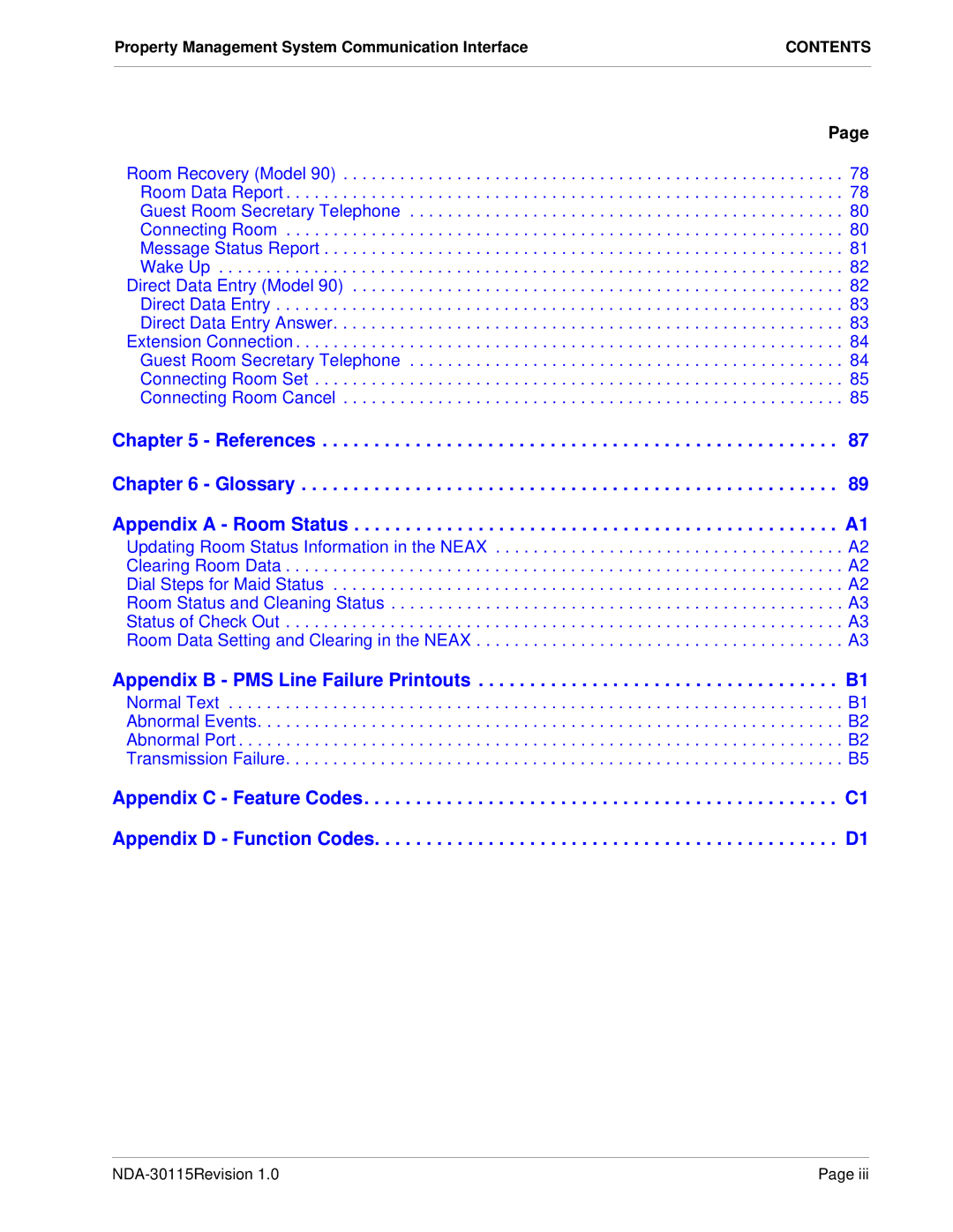 NEC NDA-30115-001 manual Contents 