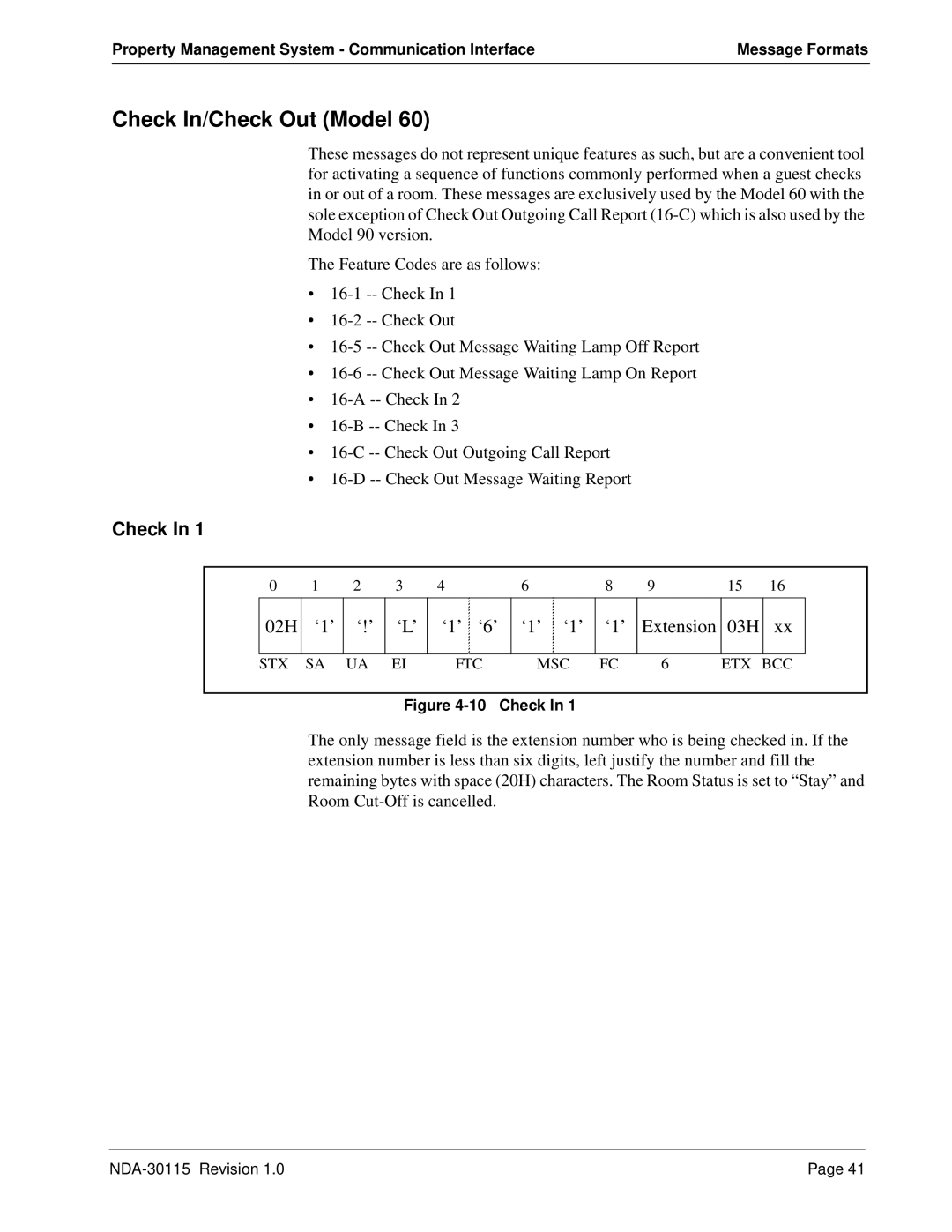 NEC NDA-30115-001 manual Check, 02H ‘1’ ‘!’ ‘L’ ‘1’ ‘6’ ‘1’ ‘1’ Extension 03H 