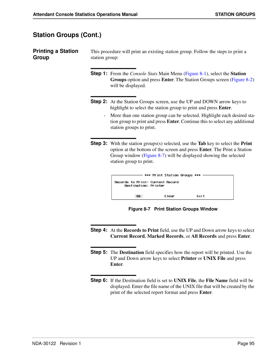 NEC NDA-30122 manual Printing a Station Group, Print Station Groups Window 