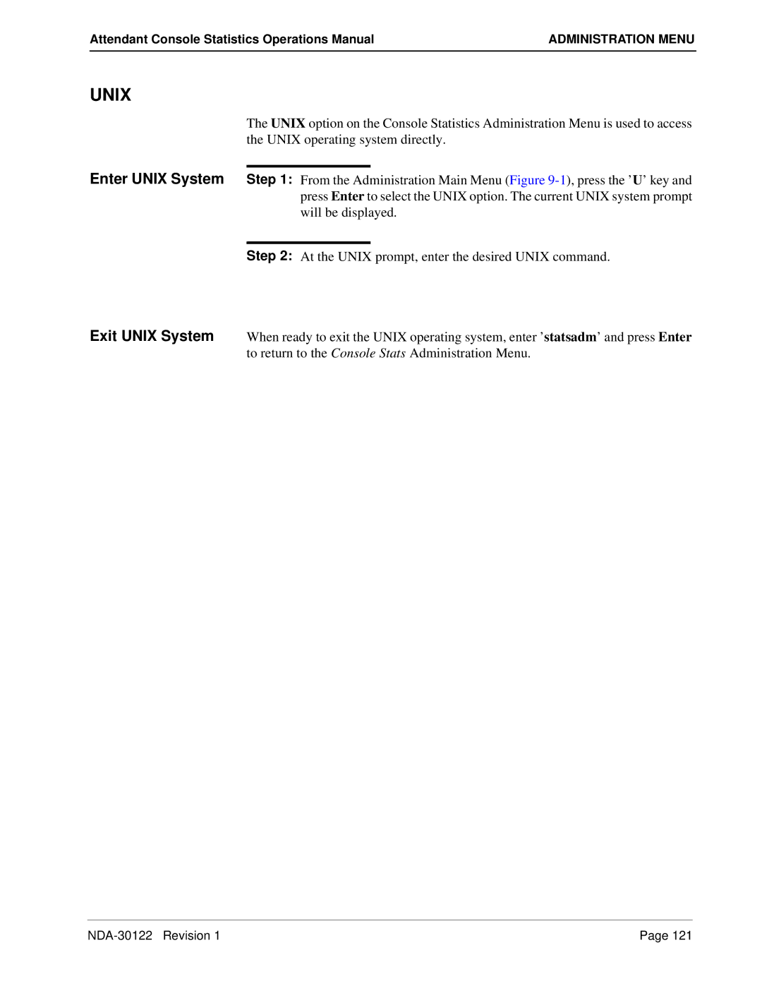 NEC NDA-30122 manual Unix 