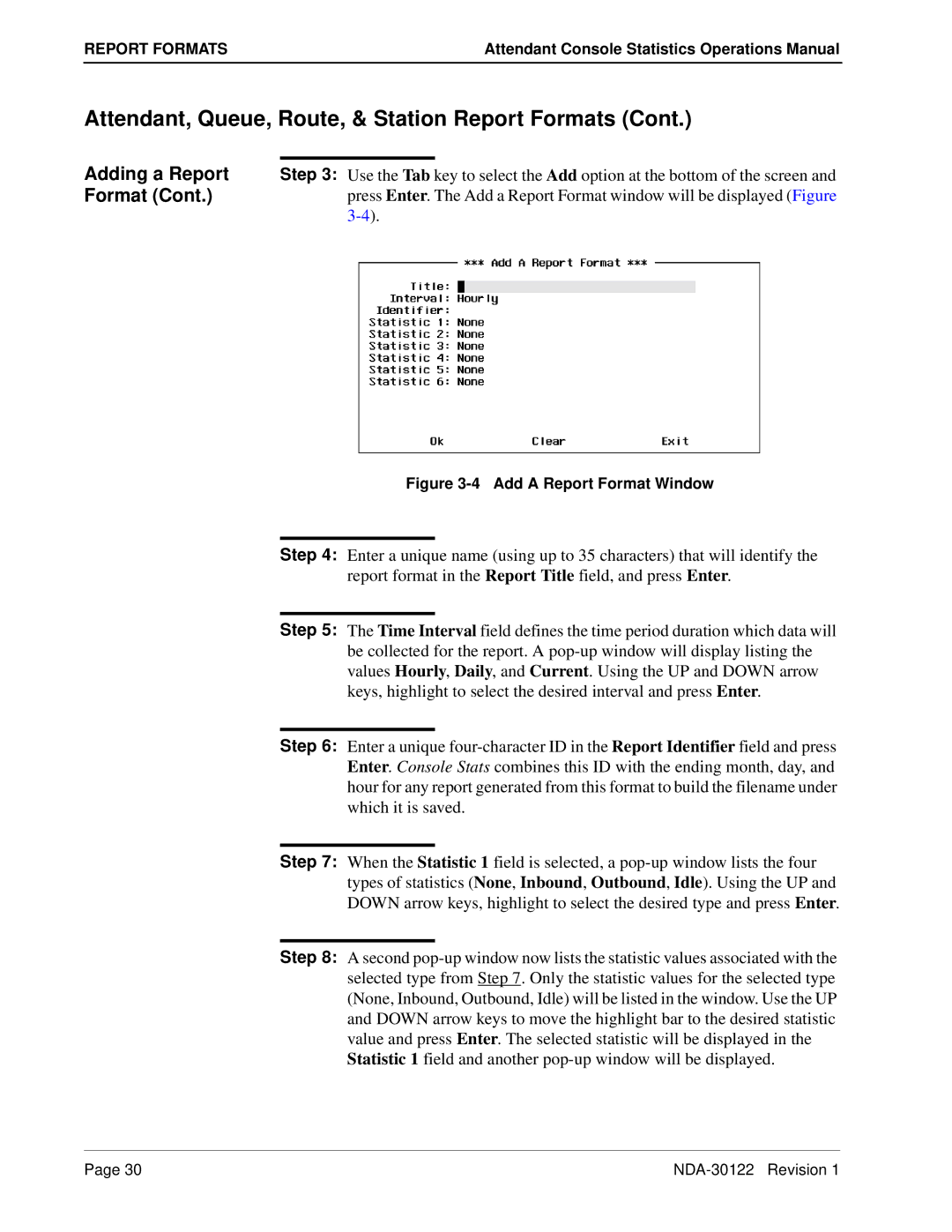 NEC NDA-30122 manual Add a Report Format Window 