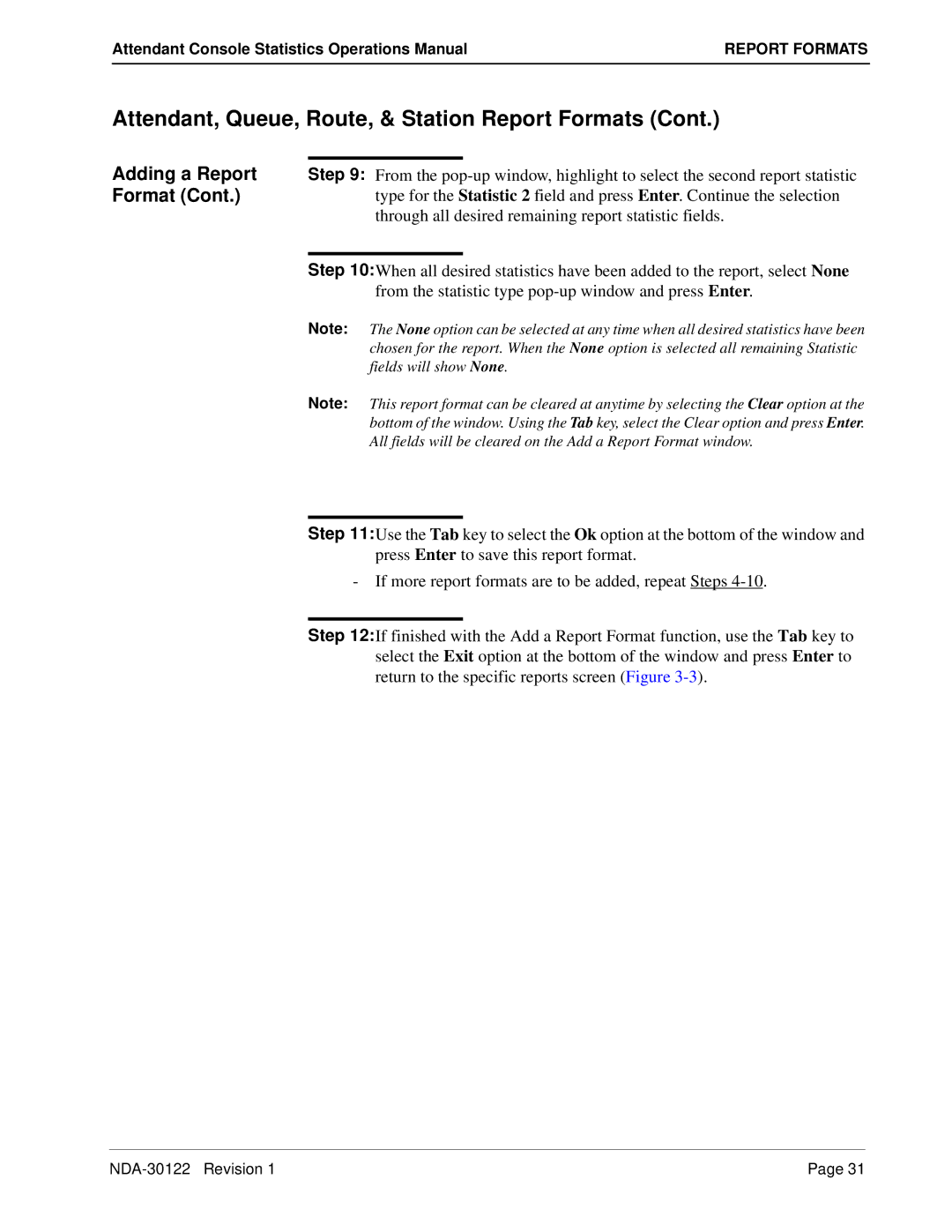 NEC NDA-30122 manual Adding a Report, Through all desired remaining report statistic fields 