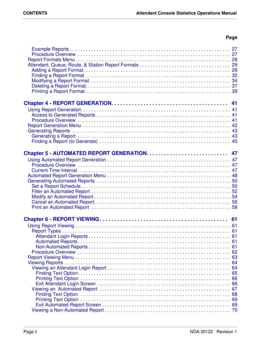 NEC NDA-30122 manual Report Generation 