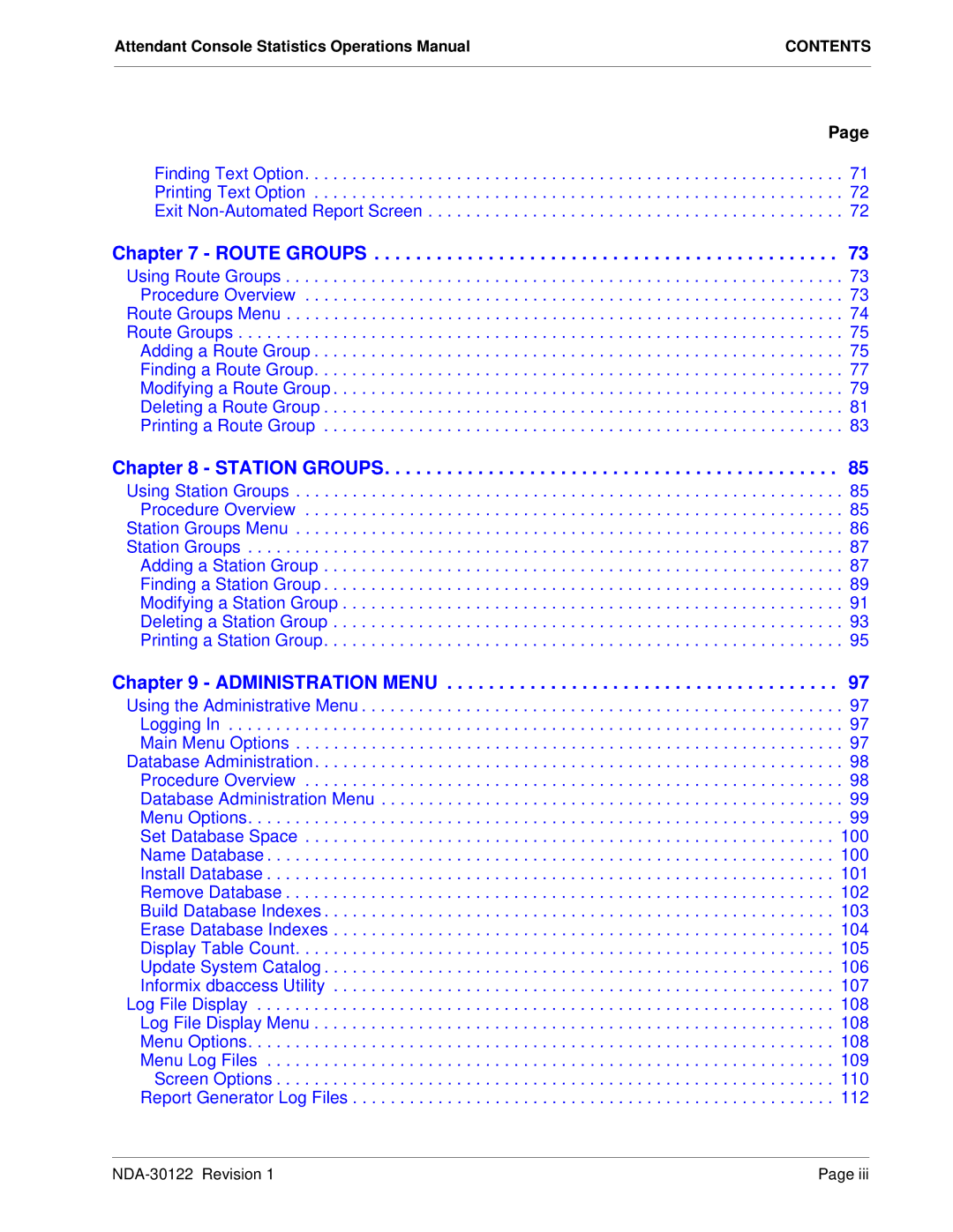 NEC NDA-30122 manual Route Groups 