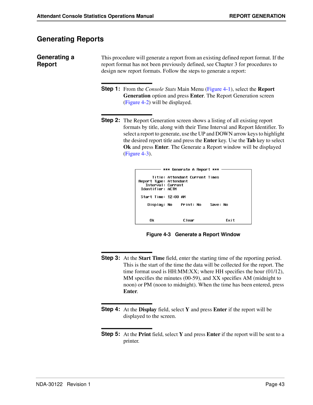 NEC NDA-30122 manual Generating Reports, Generating a Report 