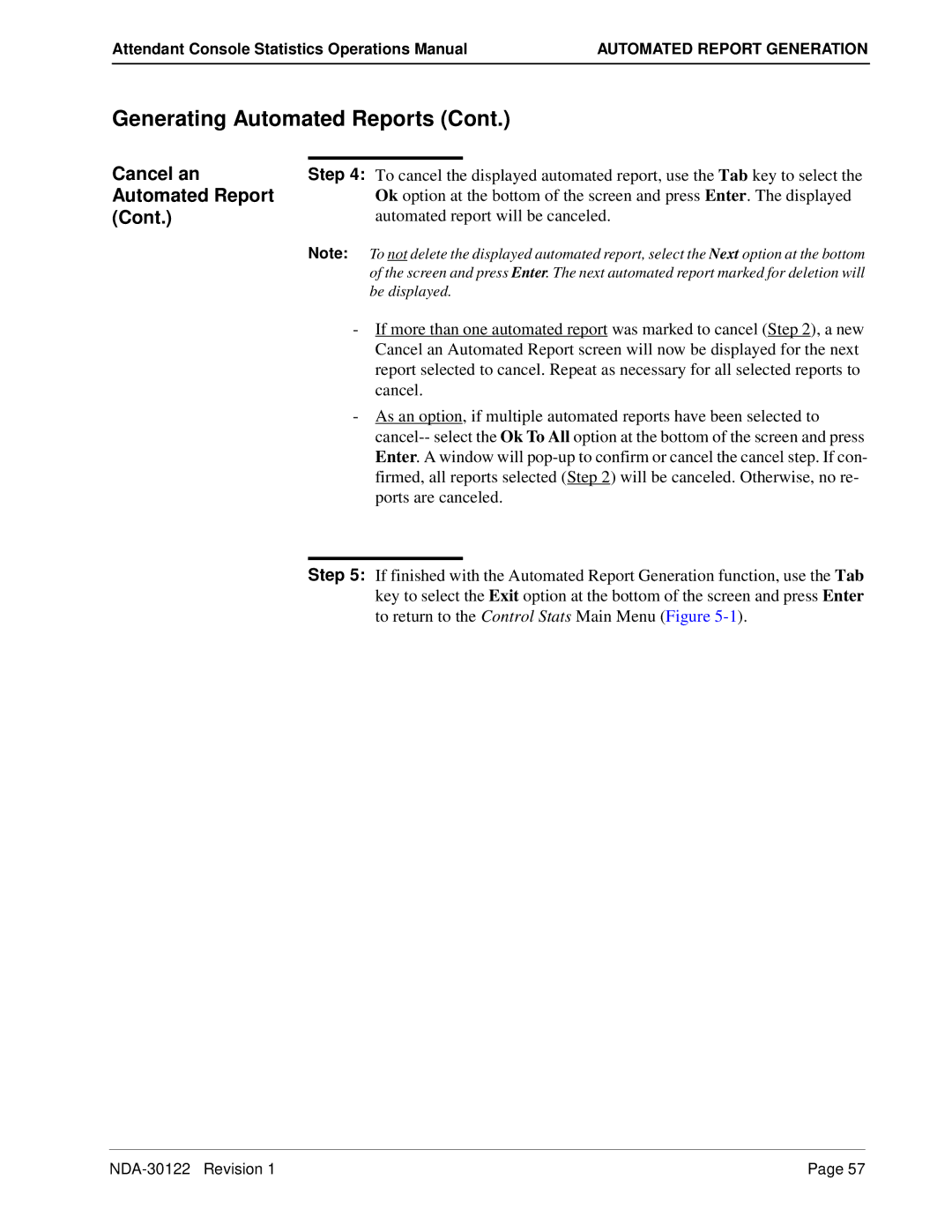 NEC NDA-30122 manual Cancel an, Automated report will be canceled, Ports are canceled 