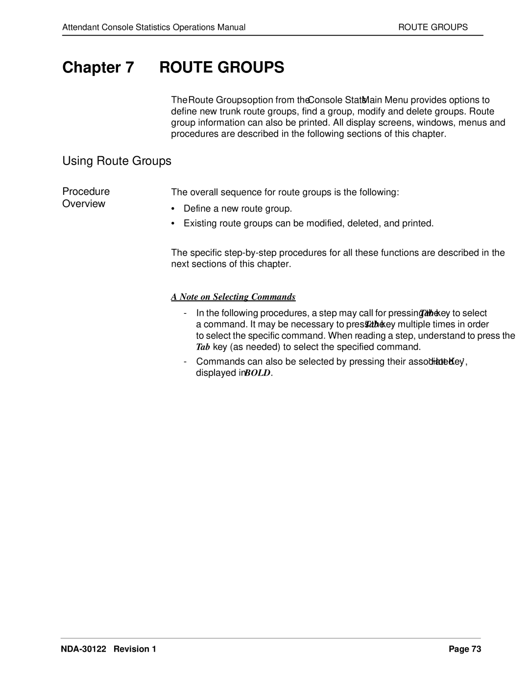 NEC NDA-30122 manual Using Route Groups 