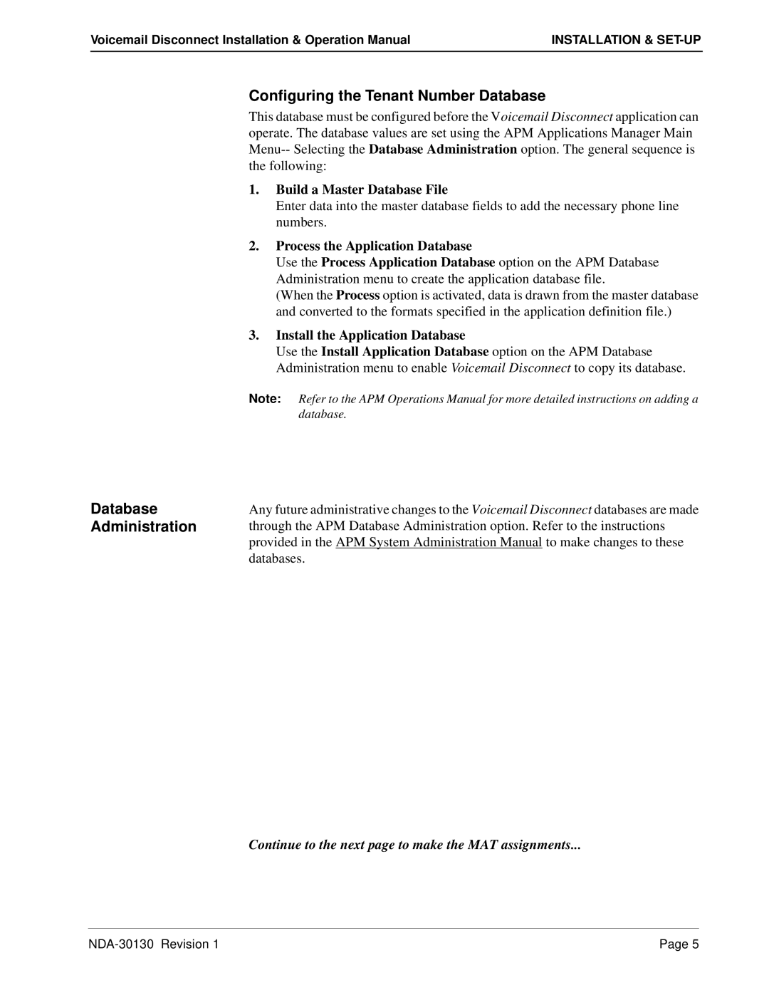 NEC NDA-30130 operation manual Continue to the next page to make the MAT assignments 