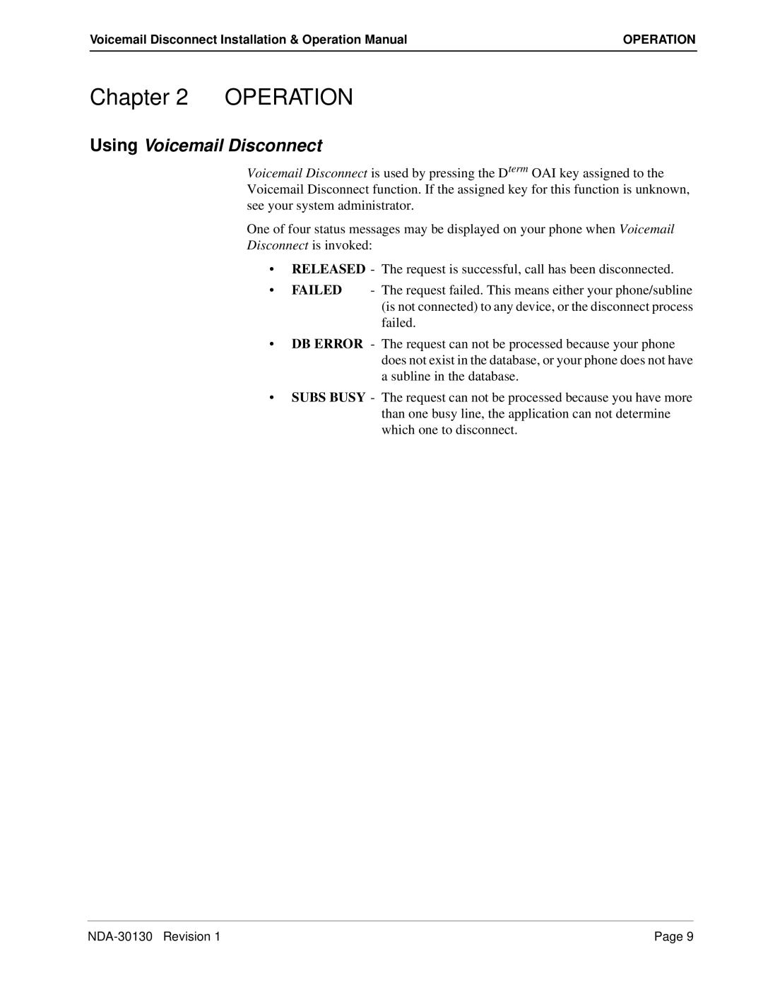 NEC NDA-30130 operation manual Operation 