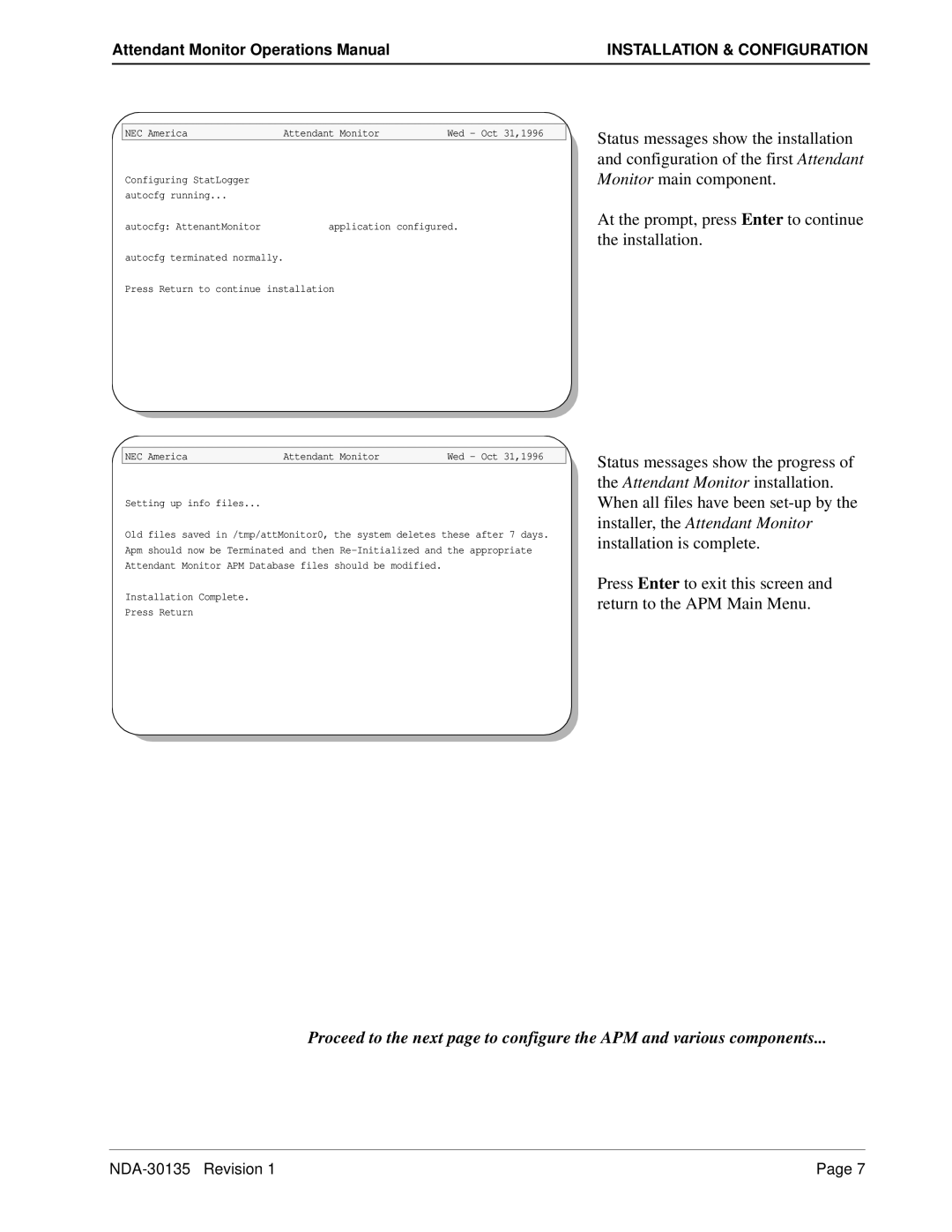 NEC NDA-30135 manual Installation & Configuration 