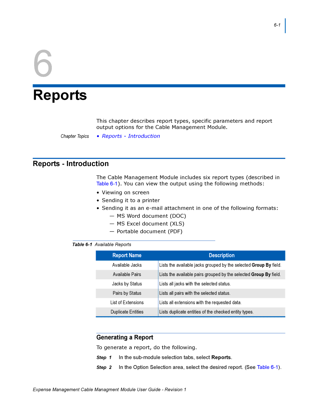 NEC NDA-31135 manual Reports Introduction, Generating a Report, To generate a report, do the following 