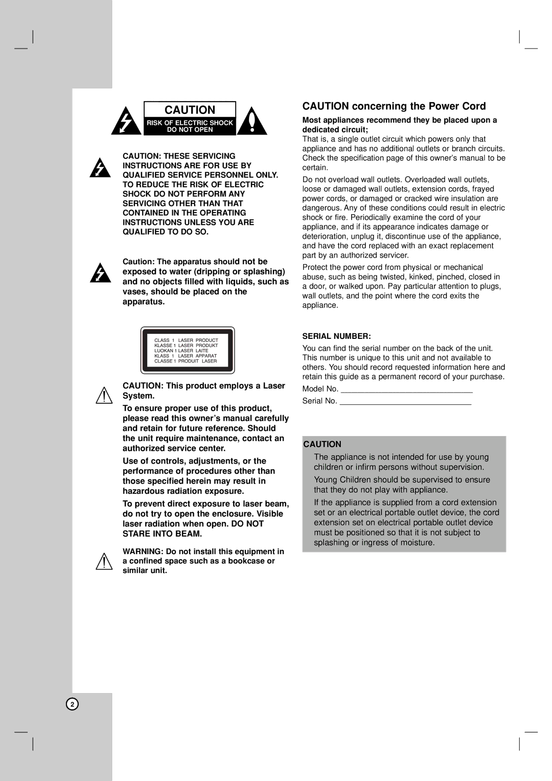 NEC NDH-160 owner manual Serial Number 