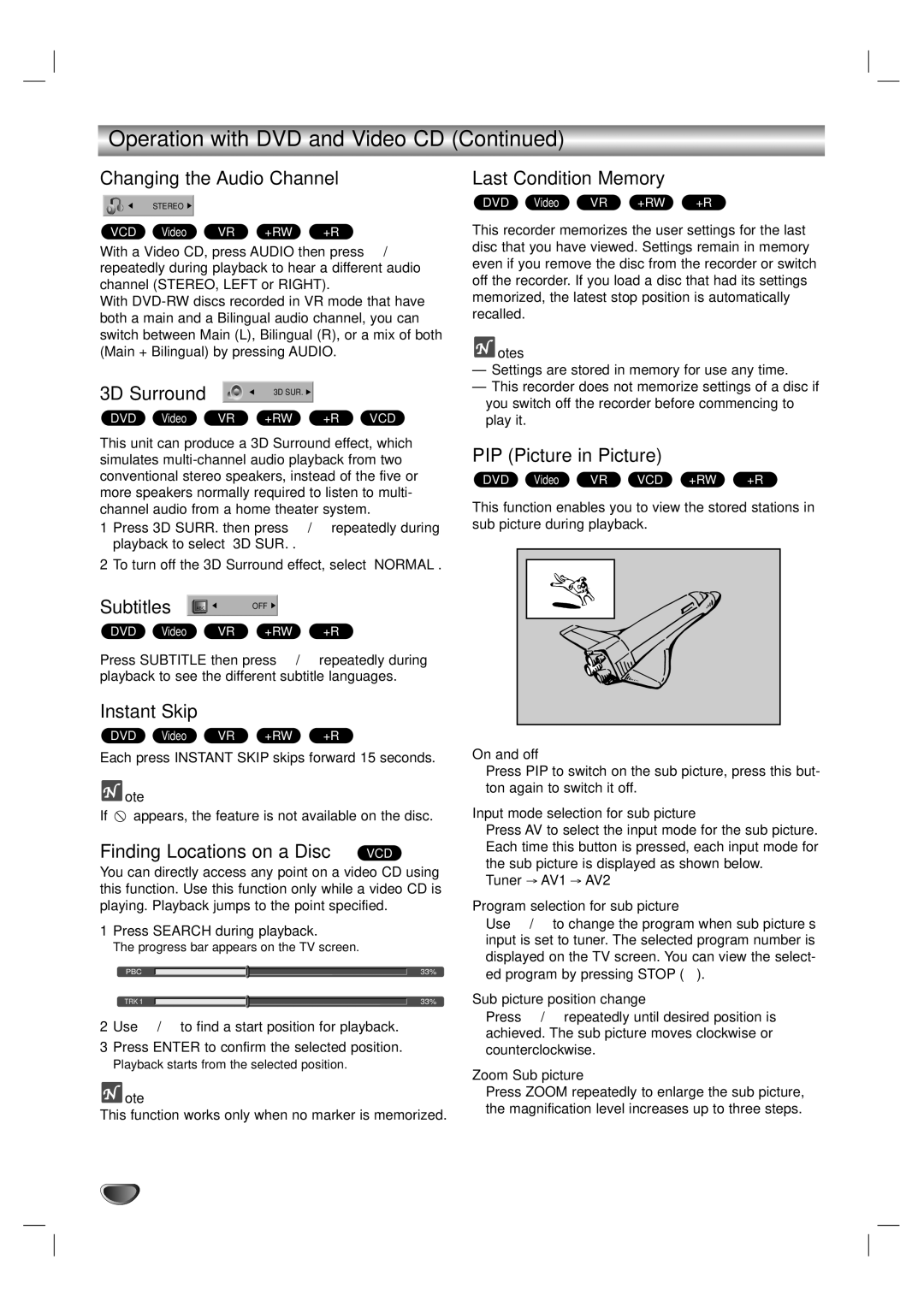 NEC NDR50 owner manual Operation with DVD and Video CD 