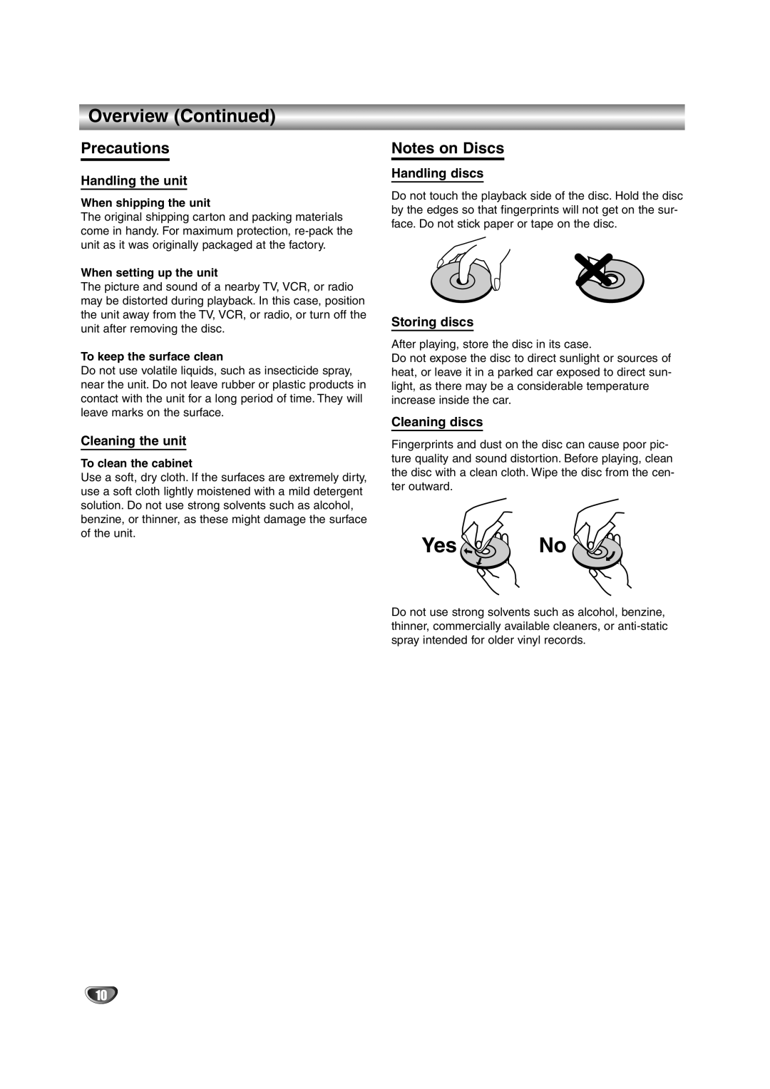 NEC NDRV-62 owner manual Precautions 