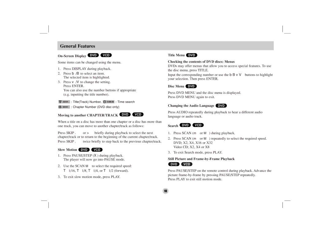 NEC NDV-27 owner manual General Features 