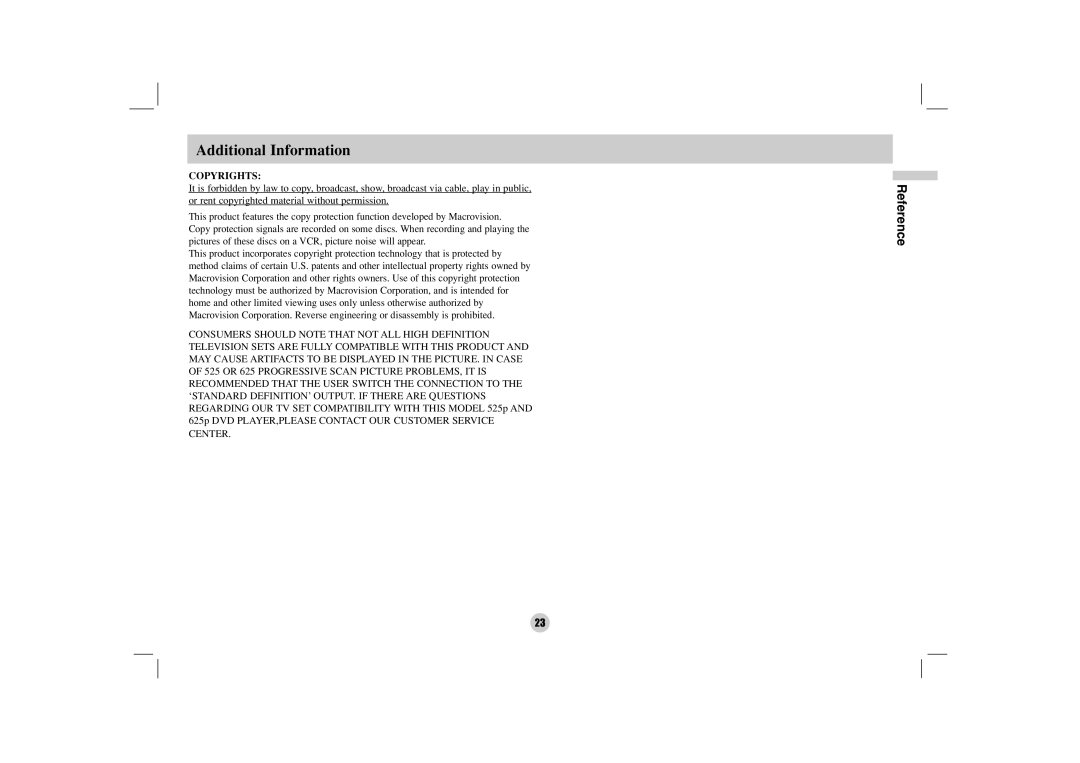 NEC NDV-27 owner manual Additional Information, Copyrights 