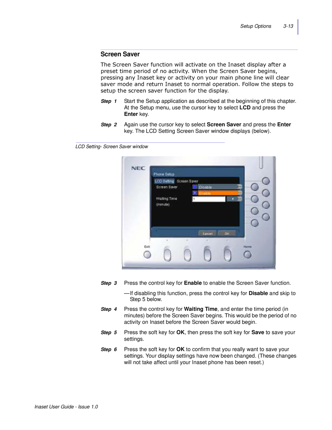 NEC NEAX 2000 IPS manual Screen Saver, Vhwxswkhvfuhhqvdyhuixqfwlrqiruwkhglvsod 