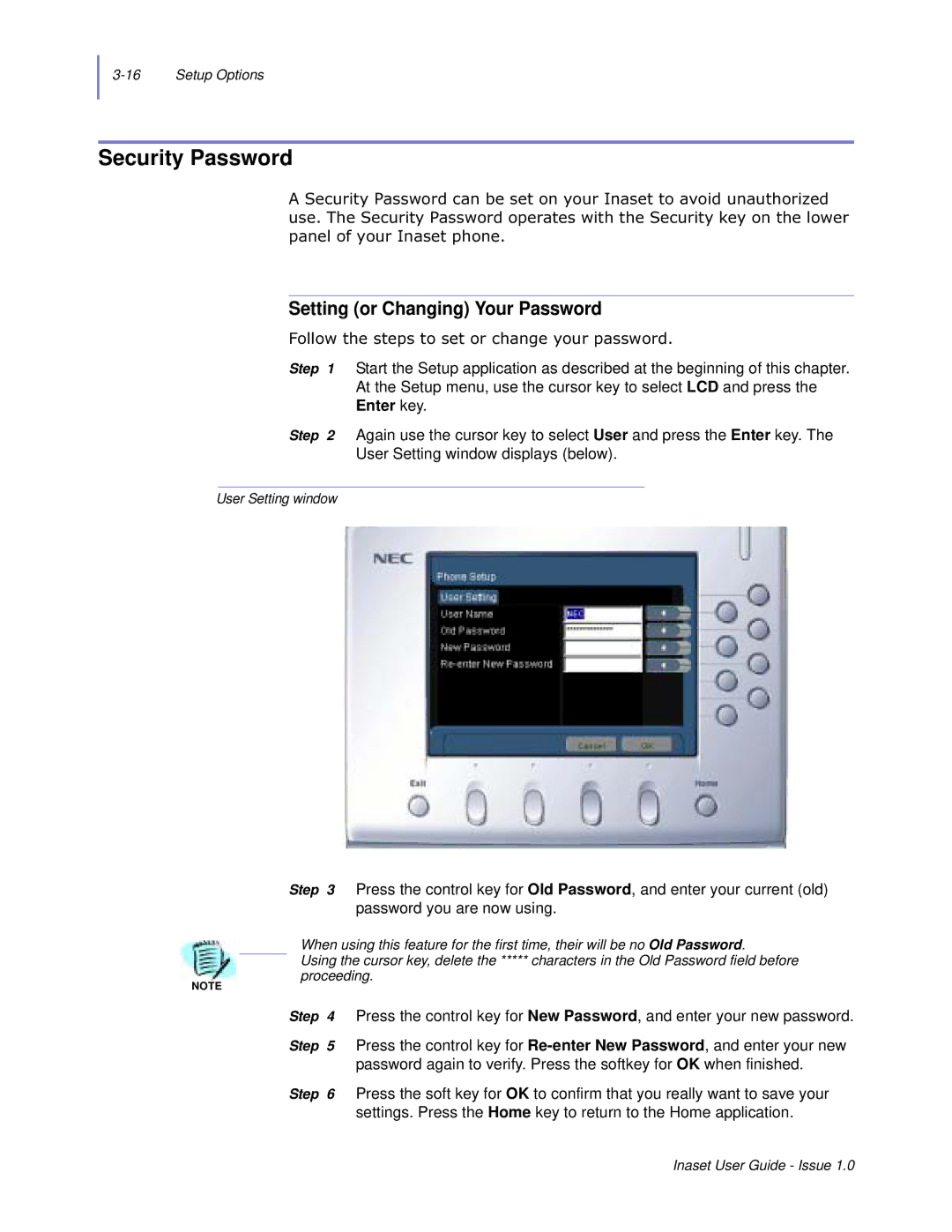 NEC NEAX 2000 IPS manual Security Password, Setting or Changing Your Password, Roorzwkhvwhsvwrvhwrufkdqjh\Rxusdvvzrug 