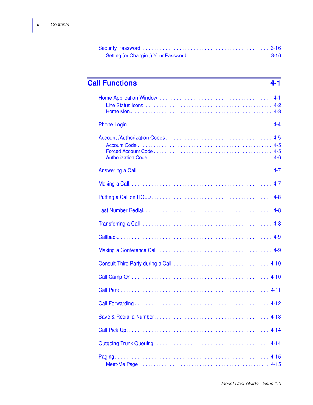 NEC NEAX 2000 IPS manual Call Functions 