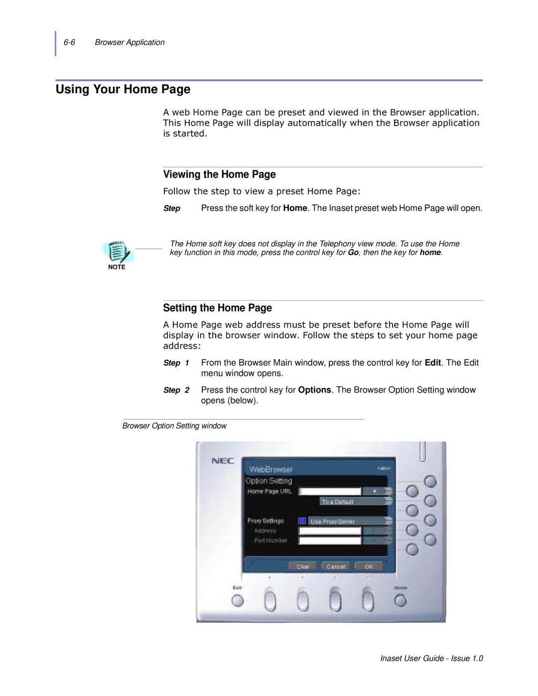 NEC NEAX 2000 IPS manual Using Your Home, Viewing the Home, Setting the Home 