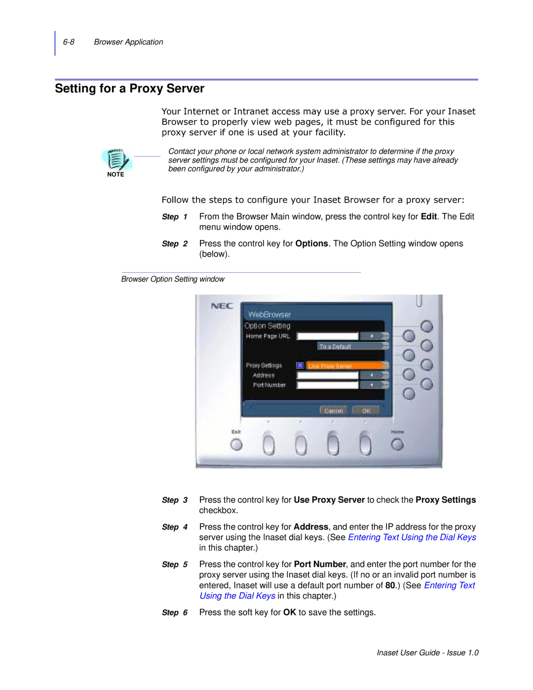 NEC NEAX 2000 IPS manual Setting for a Proxy Server 