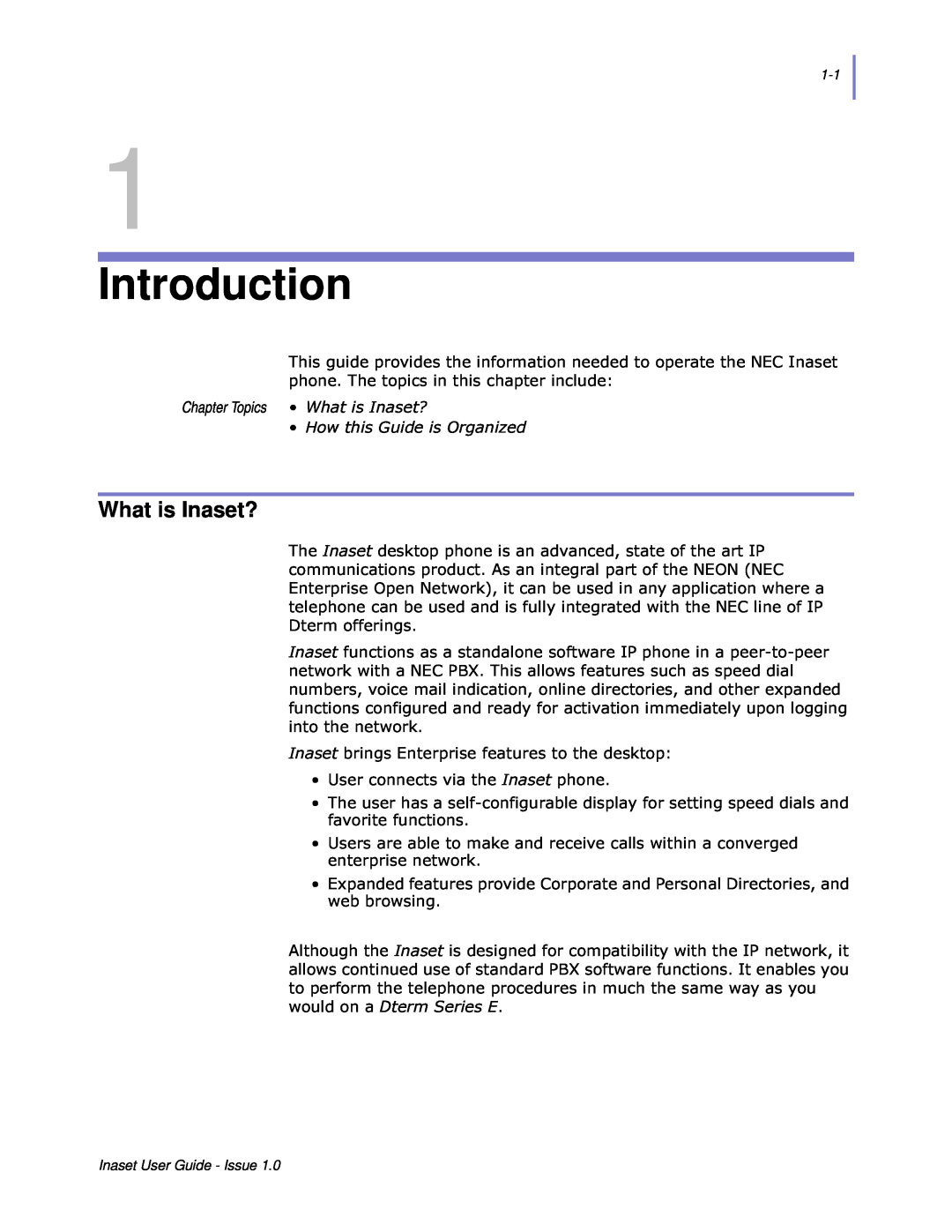 NEC NEAX 2000 IPS Introduction, What is Inaset?, Chapter Topics ‡ KDWLV,QDVHW ‡ +RZWKLV*XLGHLV2UJDQLHG, Whupriihulqjv 