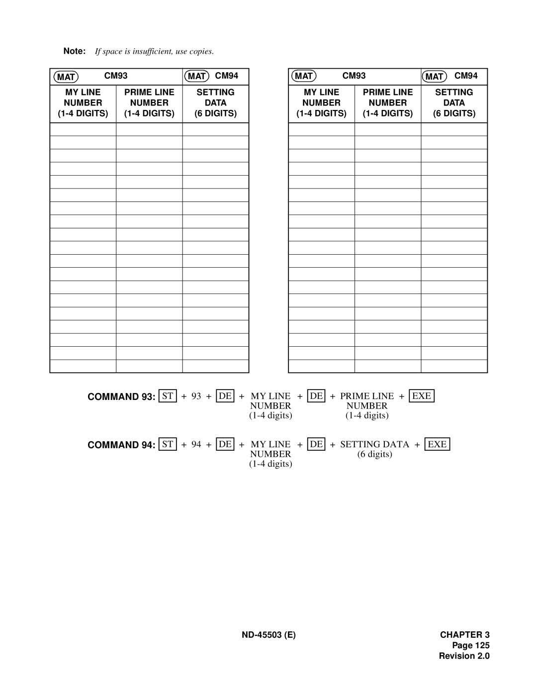 NEC NEAX 2000 IVS manual + MY Line + + Prime Line + EXE Number, + MY Line + + Setting Data + EXE Number 