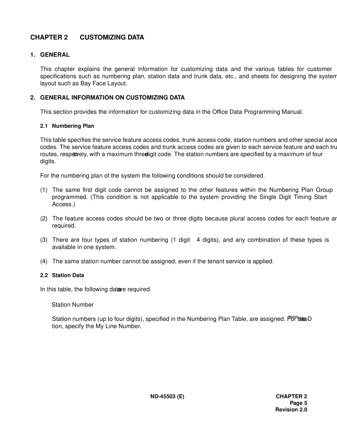 NEC NEAX 2000 IVS manual General Information on Customizing Data 