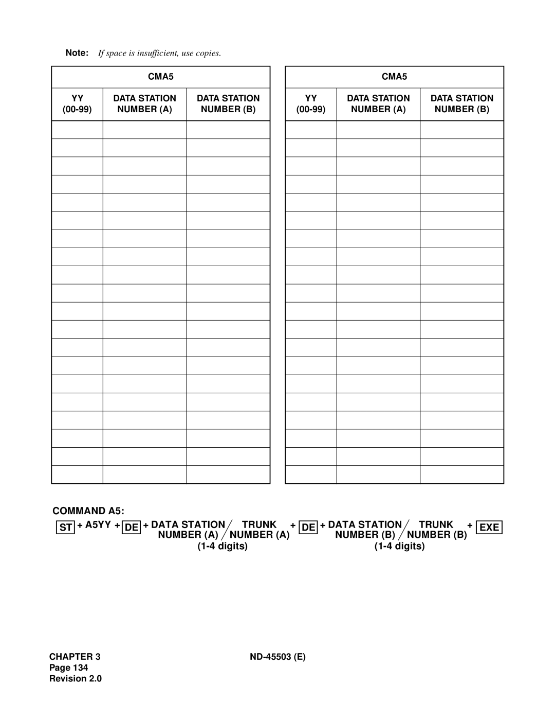 NEC NEAX 2000 IVS manual Command A5, + Data Station Trunk Trunk + EXE Number a Number B 