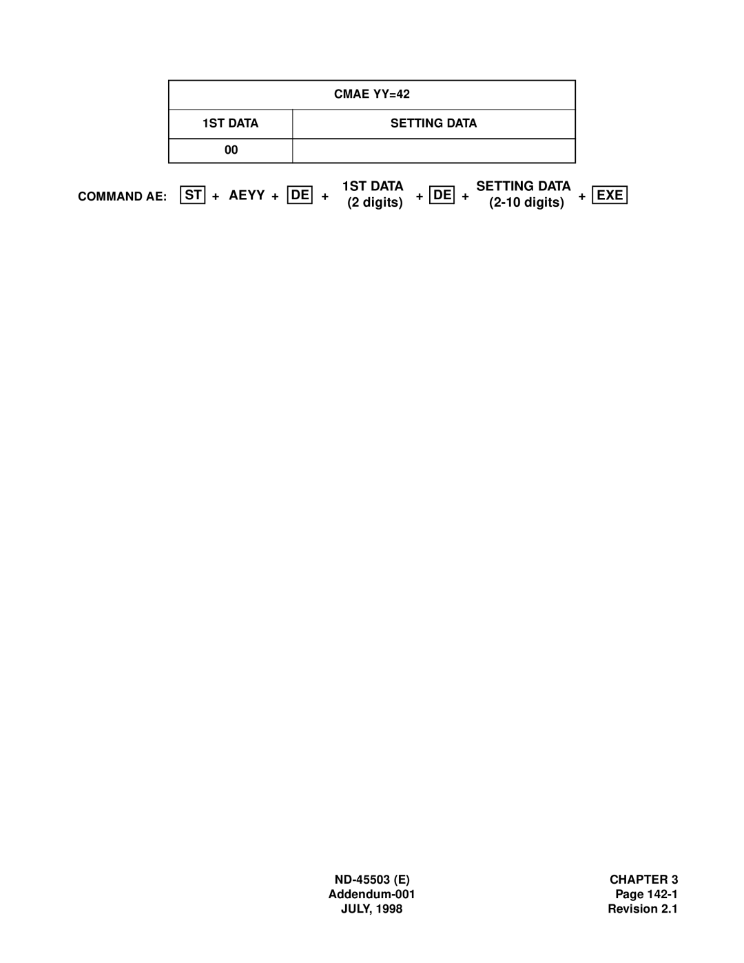 NEC NEAX 2000 IVS manual Command AE Cmae YY=42 