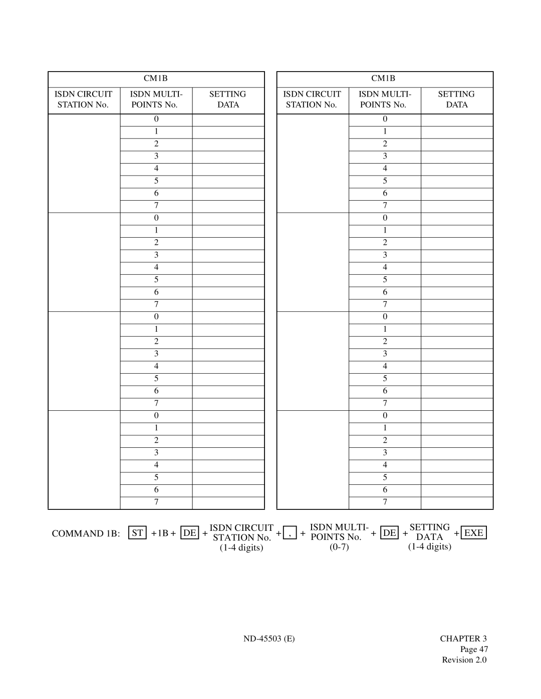 NEC NEAX 2000 IVS manual Command 1B, Isdn Multi, Setting 