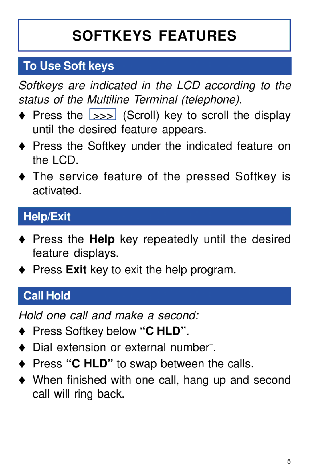 NEC NEAX 2400 IPX manual To Use Soft keys, Help/Exit, Call Hold, Hold one call and make a second 