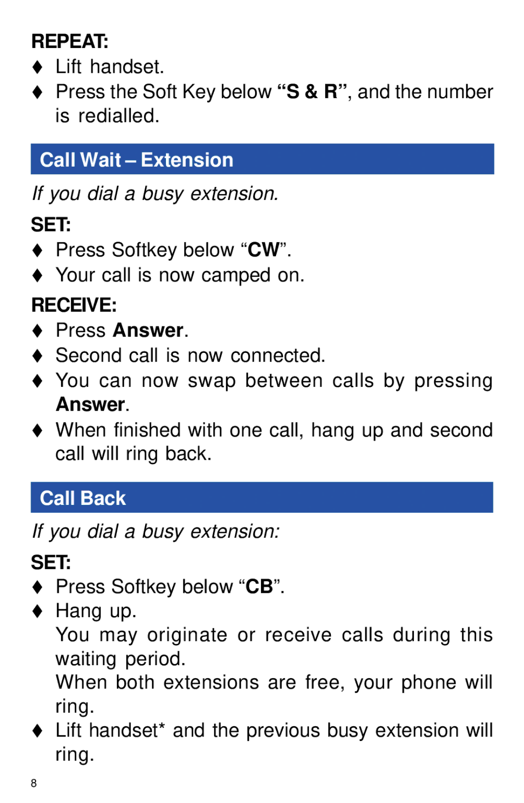 NEC NEAX 2400 IPX manual Call Wait Extension, If you dial a busy extension, Call Back 