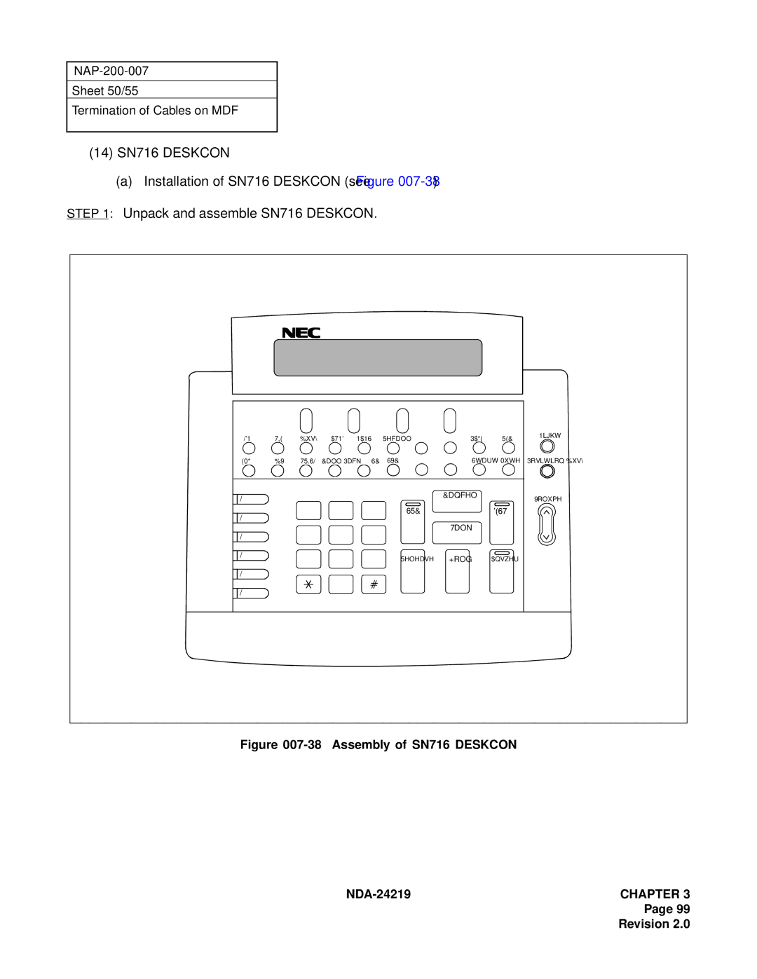 NEC NEAX1000IVS system manual Assembly of SN716 Deskcon 