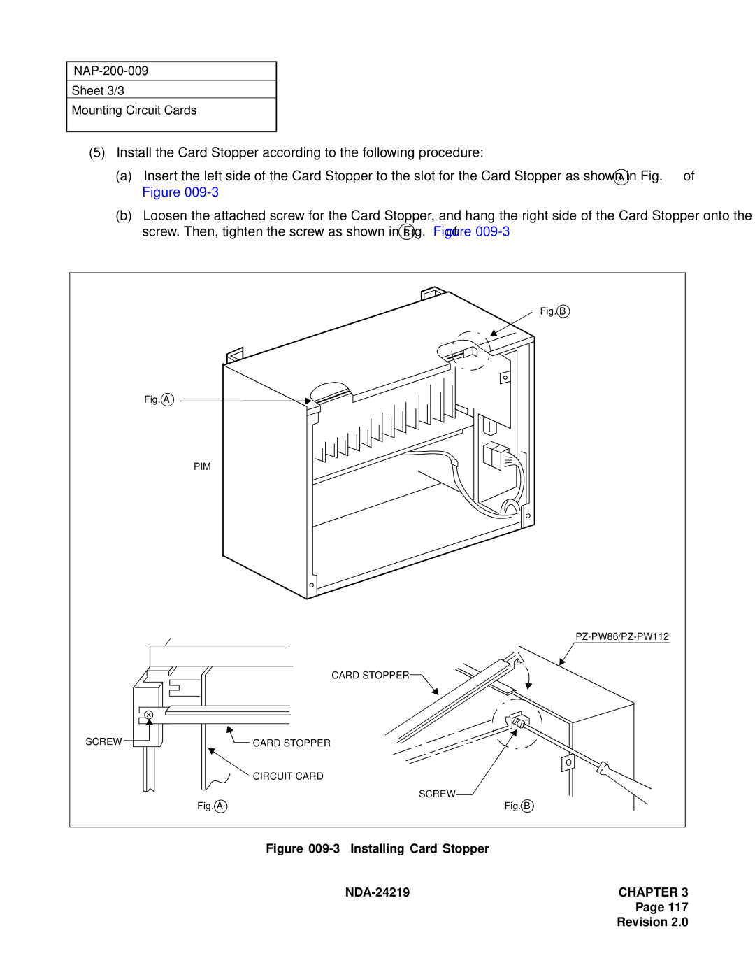 NEC NEAX1000IVS system manual Installing Card Stopper NDA-24219 