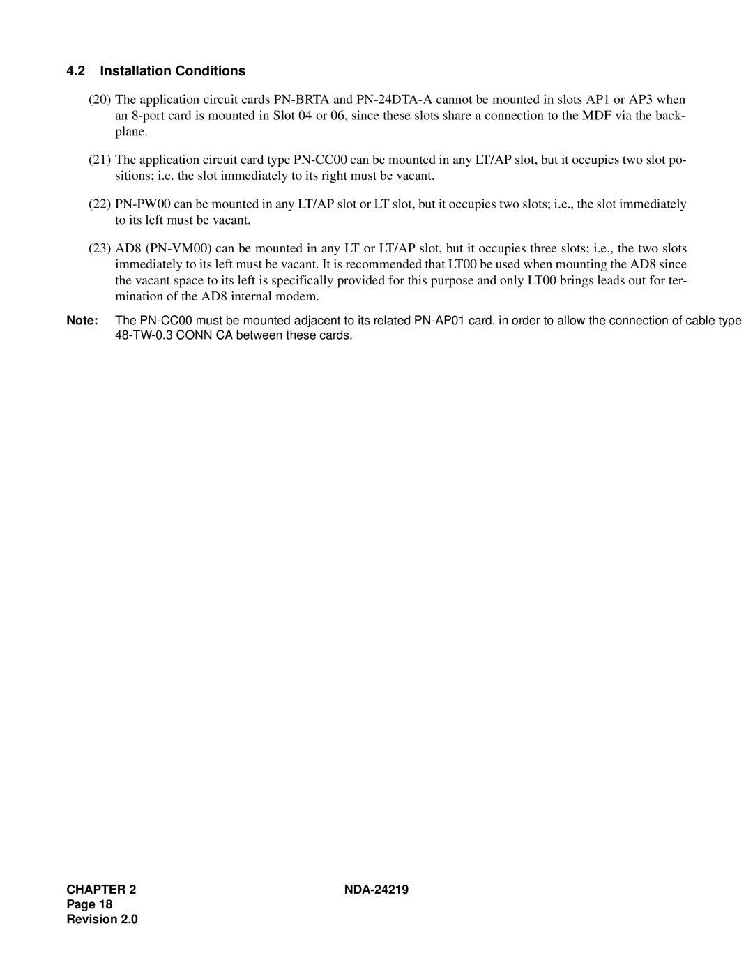 NEC NEAX1000IVS system manual Installation Conditions 