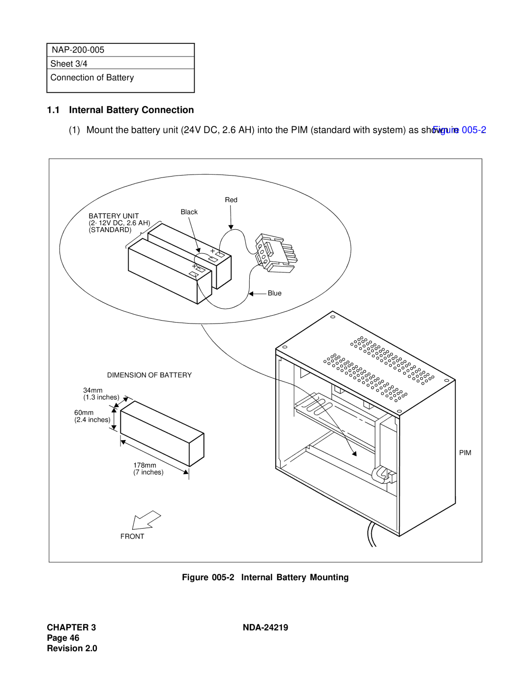 NEC NEAX1000IVS system manual Internal Battery Connection 