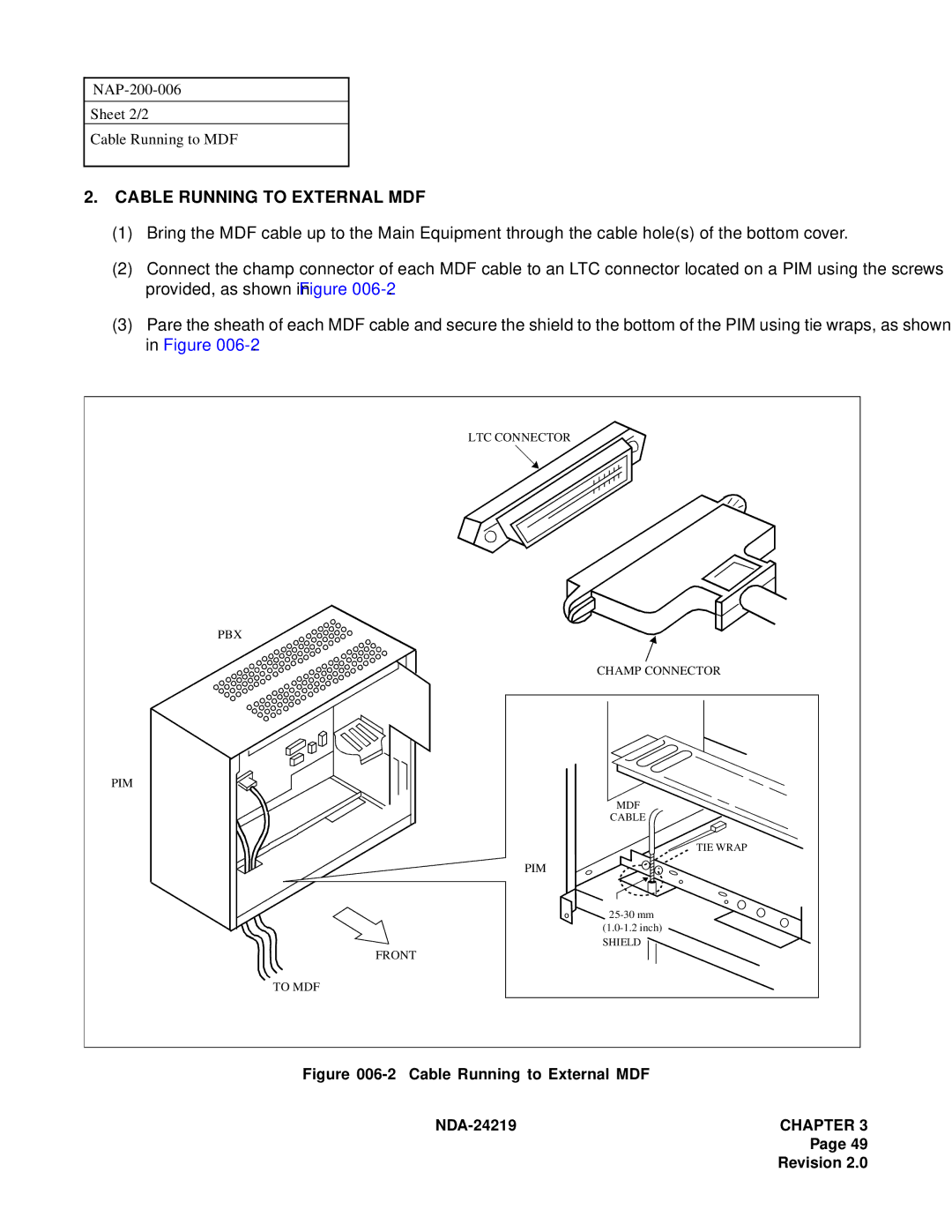 NEC NEAX1000IVS system manual Cable Running to External MDF 