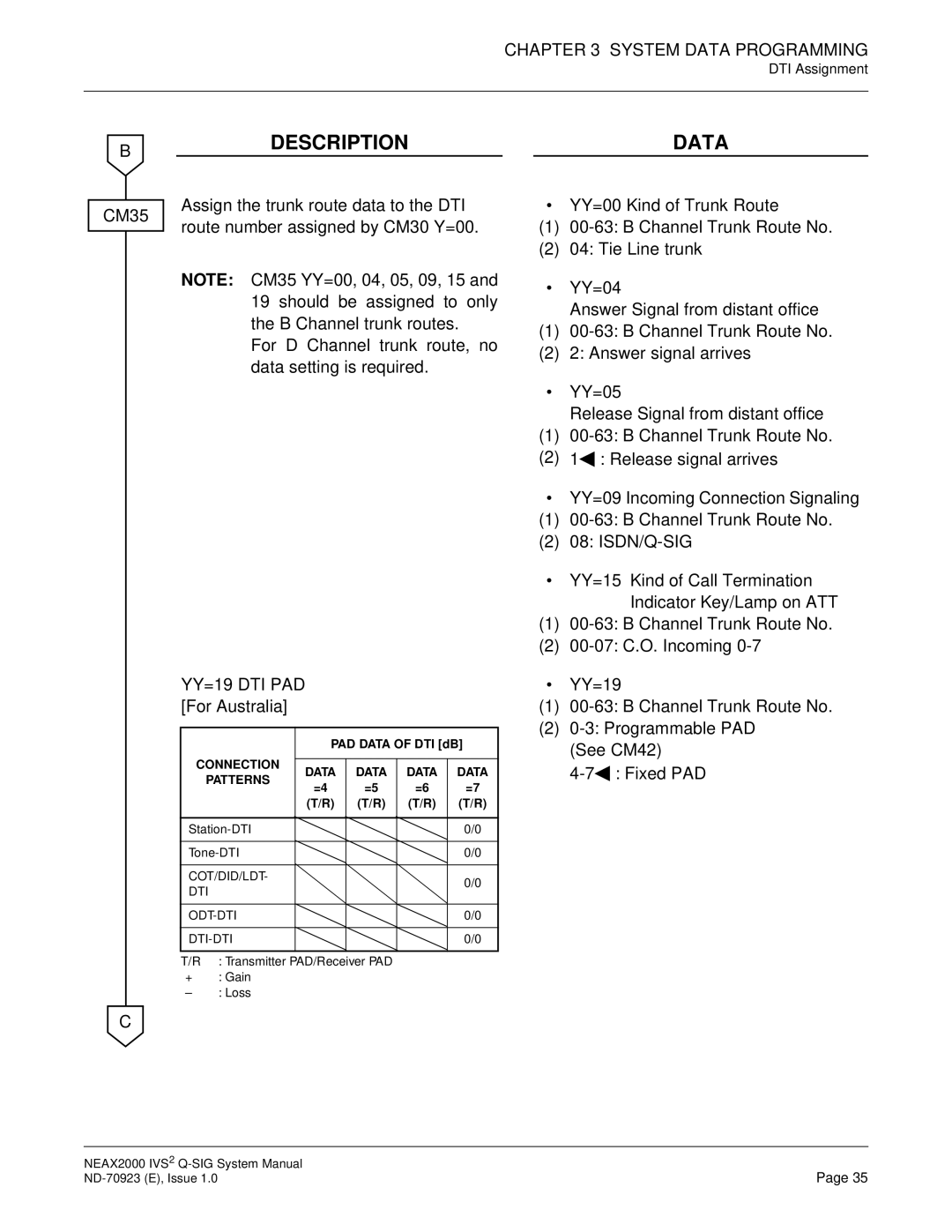 NEC NEAX2000 IVS2 system manual Description Data, Patterns 