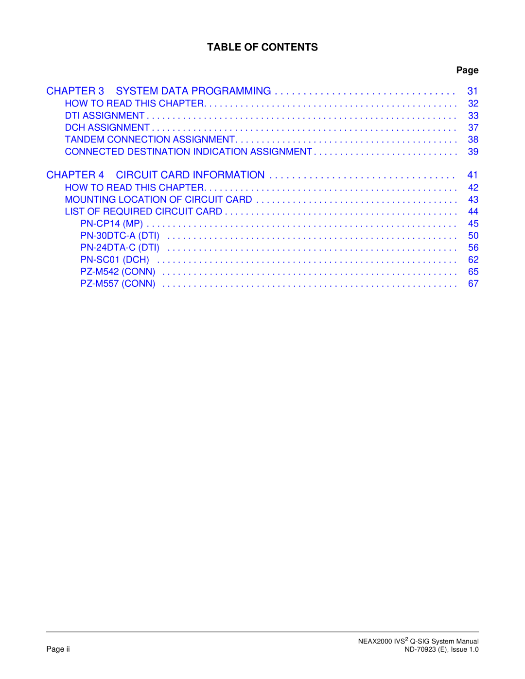 NEC NEAX2000 IVS2 system manual Table of Contents 