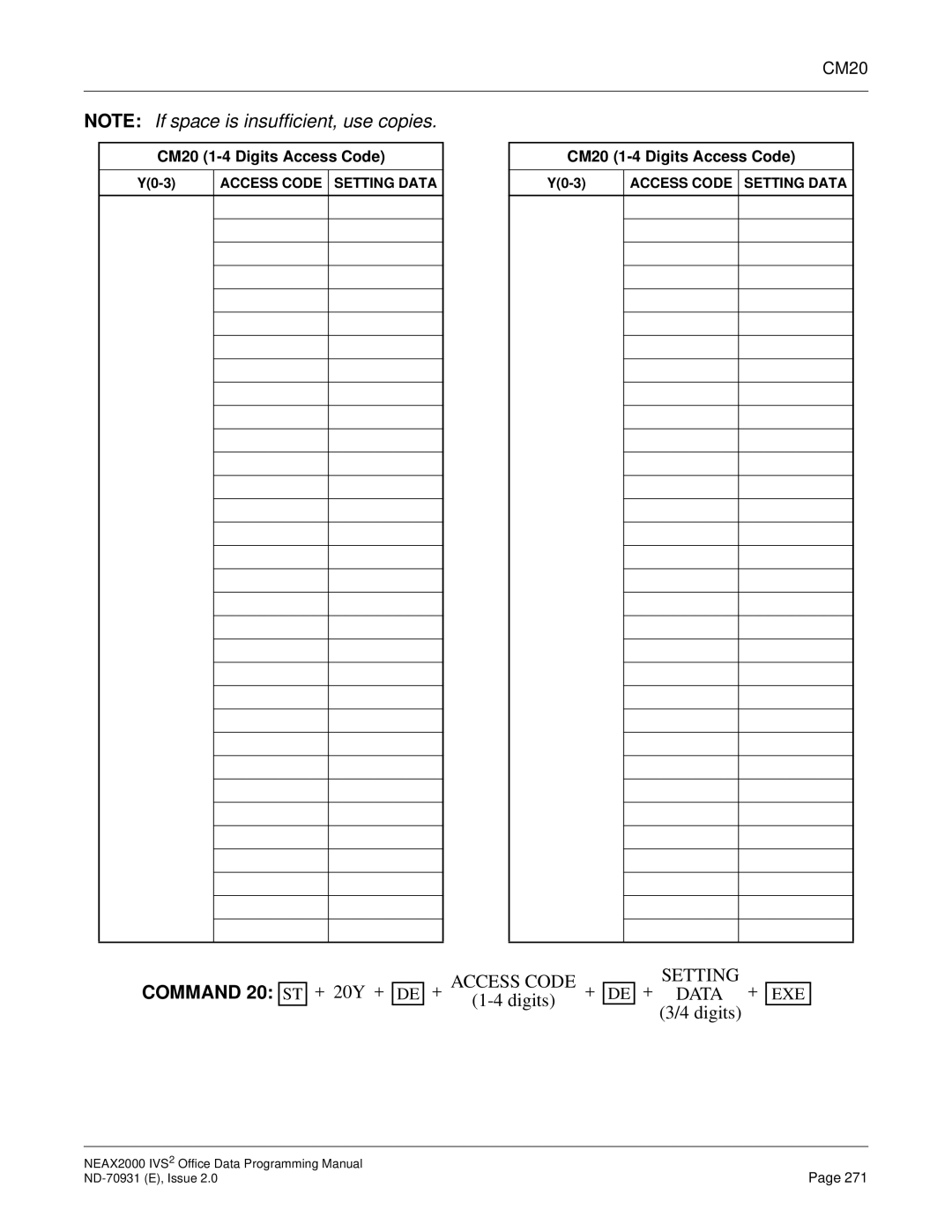 NEC NEAX2000 IVS2 manual + Data + 3/4 digits, CM20 