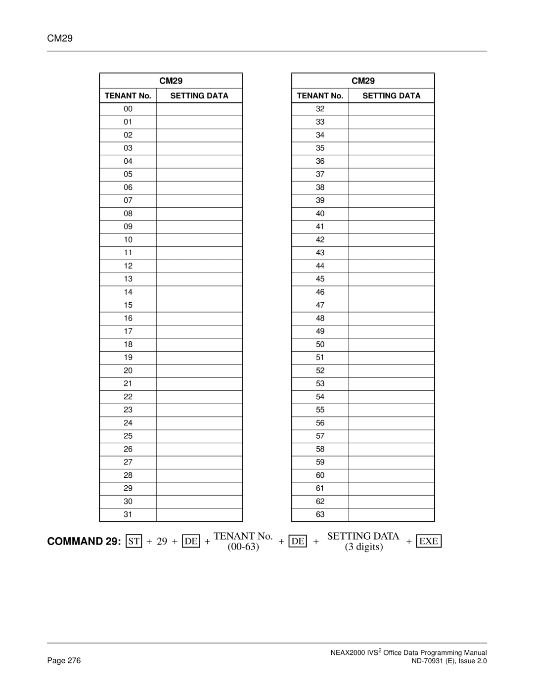 NEC NEAX2000 IVS2 manual Command 29 ST +, CM29 