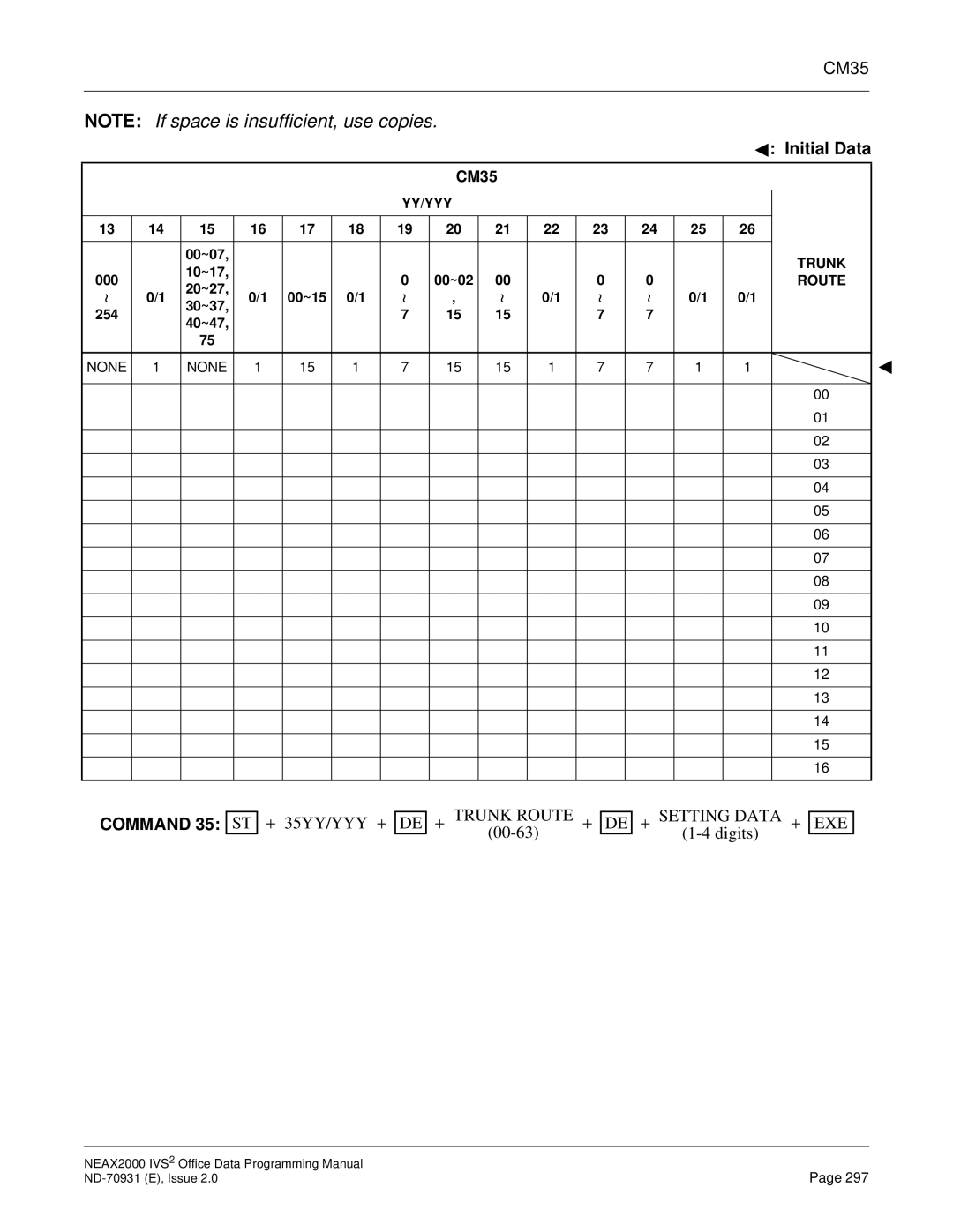 NEC NEAX2000 IVS2 manual Command 35 ST + 