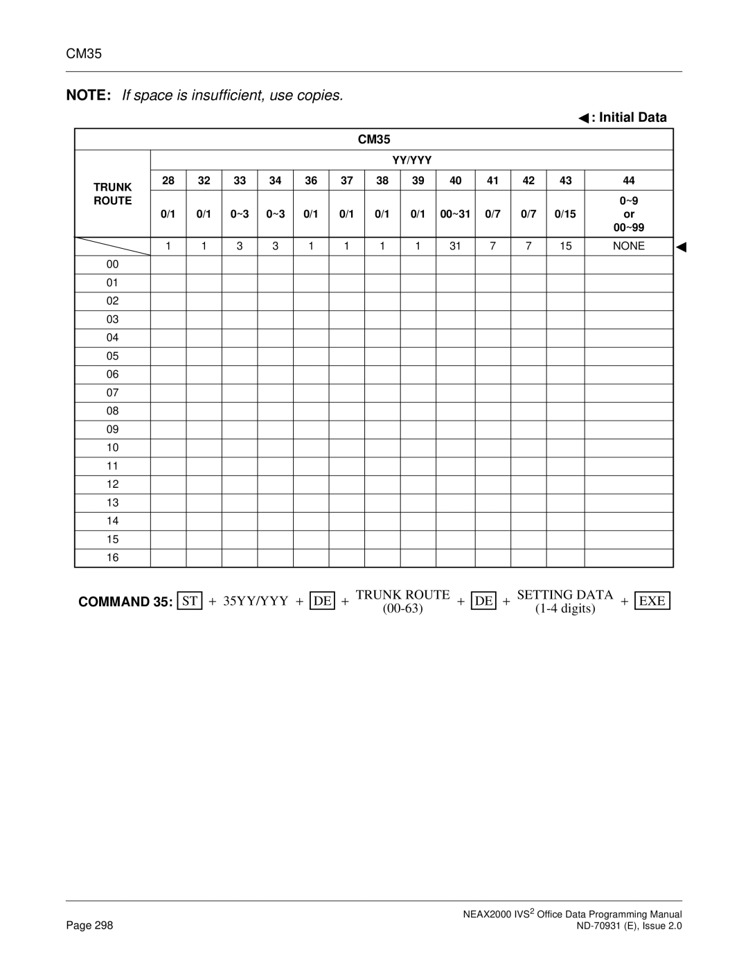 NEC NEAX2000 IVS2 manual Command 35 ST 