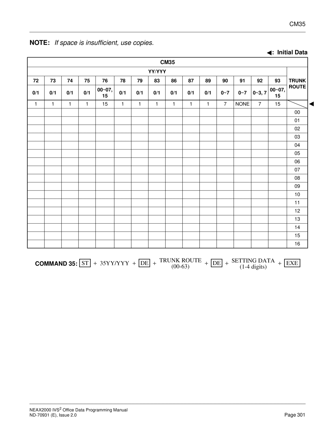 NEC NEAX2000 IVS2 manual + 35YY/YYY + + Trunk Route + 