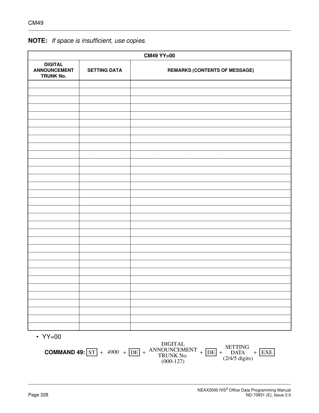 NEC NEAX2000 IVS2 manual Digital Announcement 