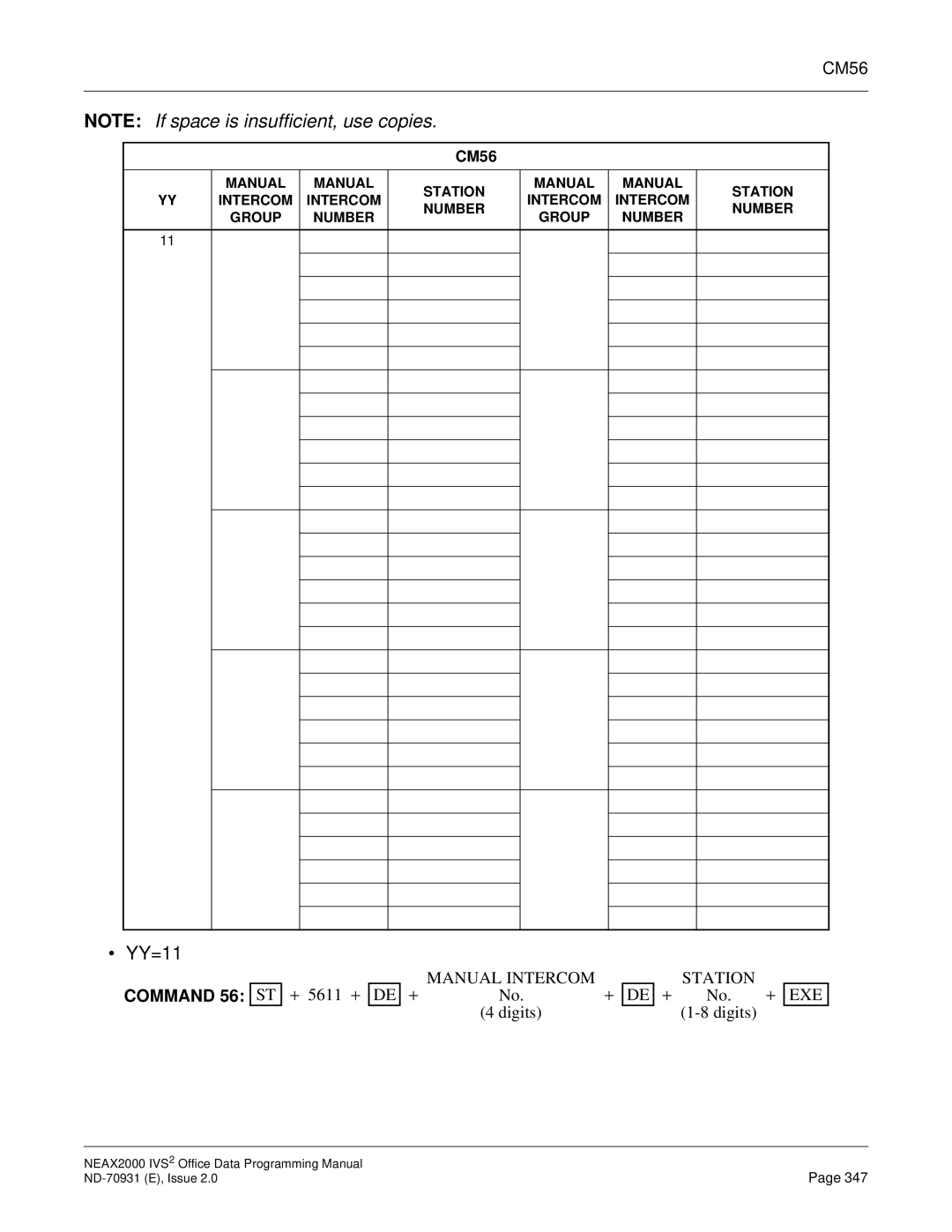 NEC NEAX2000 IVS2 manual YY=11 