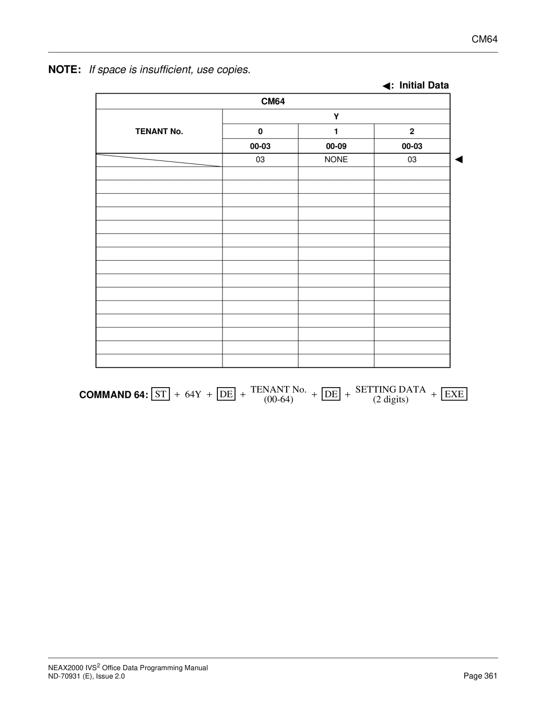 NEC NEAX2000 IVS2 manual CM64, Command 