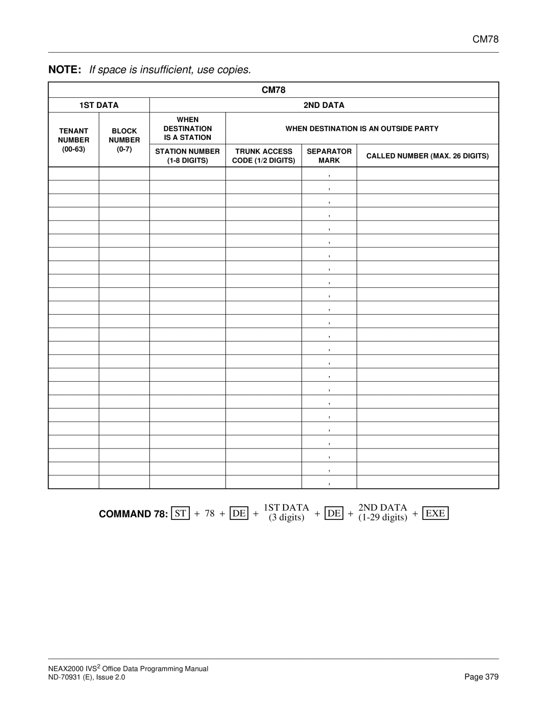 NEC NEAX2000 IVS2 manual CM78 